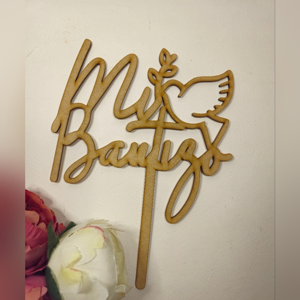 Mi bautizo Cake Topper.  Wooden Baptism Cake Topper.  Cake Toppers decoration